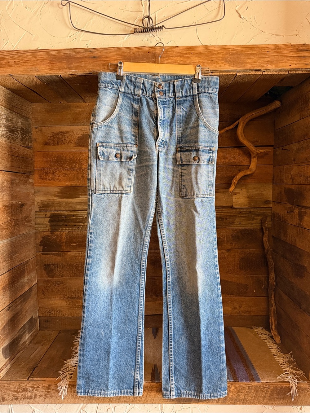 Levi's Light Blue Flare Cargo Bush Jeans